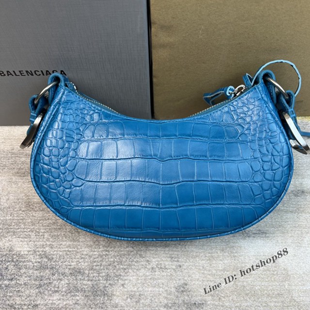 Balenciaga專櫃爆款Le Cagole半月牙腋下包餃子包 巴黎世家經典小號爆裂黑鱷金機車包 fyj1093